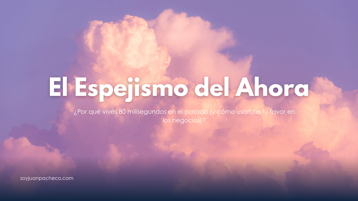 Línea de tiempo que muestra el desfase de 80 milisegundos entre el estímulo y la consciencia.