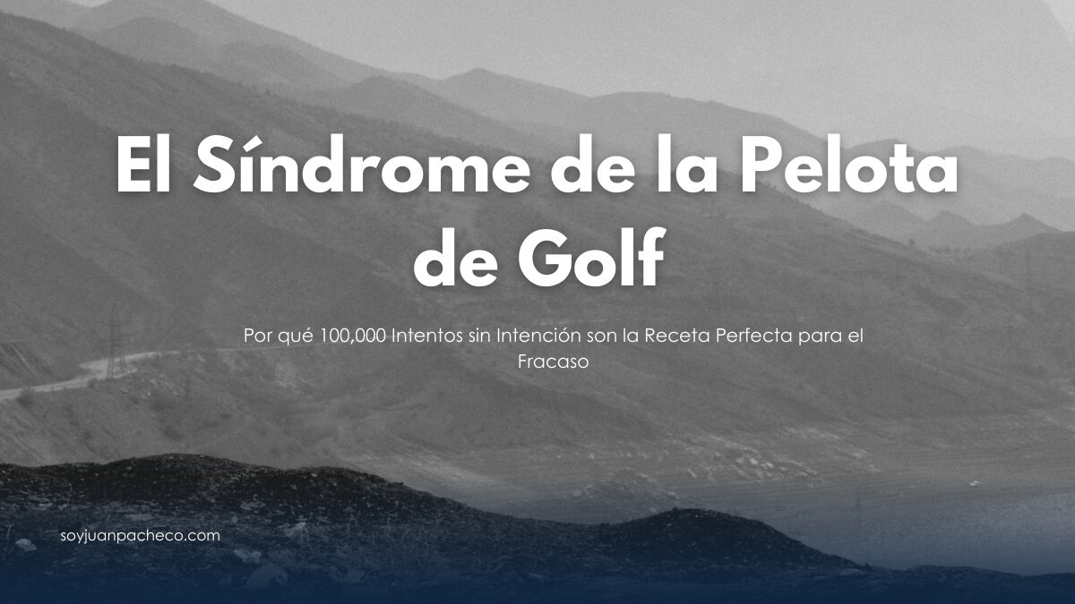 Una pelota de golf en el césped con un aura de intención fallida por falta de enfoque mental.