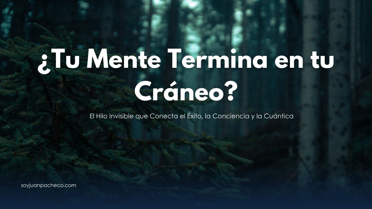 Red de conexiones que se extienden desde el cerebro hacia un campo de información cuántica.